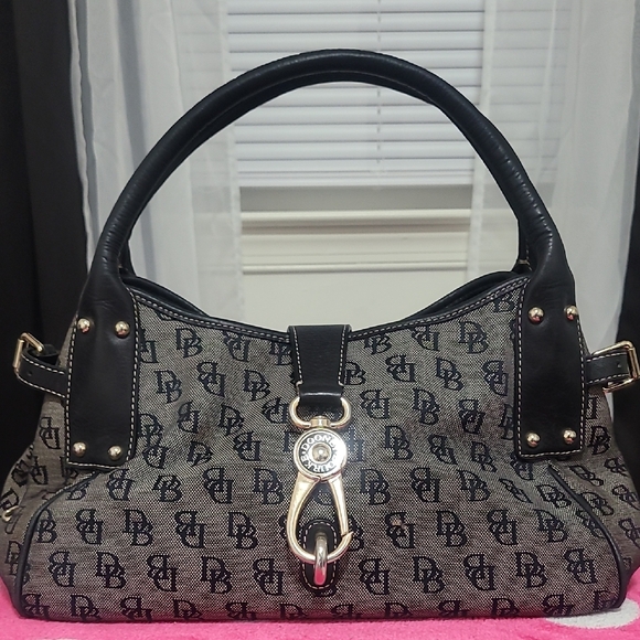 Dooney & Bourke Handbags - Dooney & Bourke Black Trim Logo Canvas Shoulder Bag